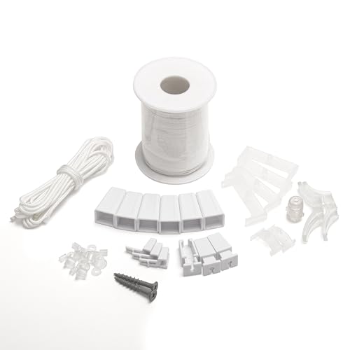 Honeycomb Shade Restring Kit Cellular Blinds Repair Kit Compatible with Hunter Douglas/Turnils/Alta/Comfortex Fits for Honeycomb/Cellular Shades Includes Cord & Hardware (White)