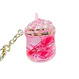 TOU-BEGUIN Porte-clés mignon en forme de tasse de lait - Fleurs flottantes liquides - Acc...