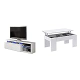 Habitdesign Modulo De TV Moderno, Mueble Salon, Modelo Blue-Tech + Mesa De Centro Elevable, Mesita De Salón O Comedor, Modelo LC