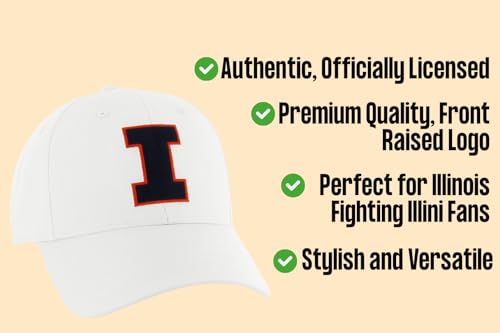Gorra deportiva universitaria Illinois Illini blanca ajustable miniatura 6