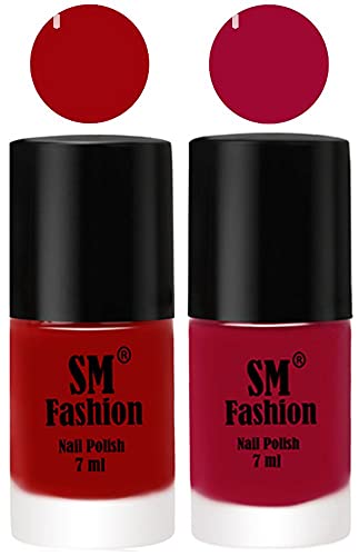 Image of Long Lasting Nail Polish | Nail Paint Combo 7 ml Each) - Set of 2 Light Red-Pure Wine