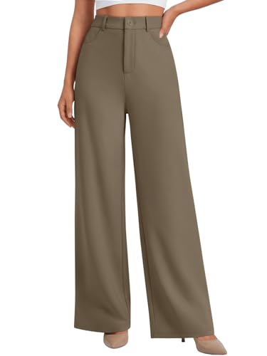 LILLUSORY Women Wide Leg Dress Work Pants Petite Spring Summer 2026 Trousers Slacks High Waisted Business Dressy Casual Capsule Wardrobe Outfits Clothes Office Teacher Clothing Tawny L