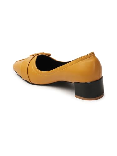 Image of ELLE Women's Square Toe Block Heels Slip-On Pumps with Buckle Detail