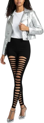 Image of ToBeInStyle Women's Slashed Ripped Shredded Distressed Hosiery Tights Leggings Music Festival