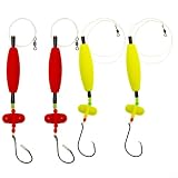 Advokingtap Lot de 4 bas de ligne flottants en forme de poisson-chat avec crochets circulaires, hochets rotatifs, cloche en mousse pour pêche au fond (modèle clochette)