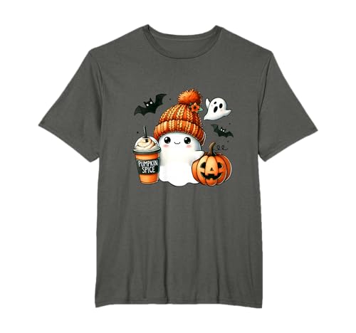 Süßer Geist Kaffee Mütze Cartoon Halloween Gruselige Geister T-Shirt