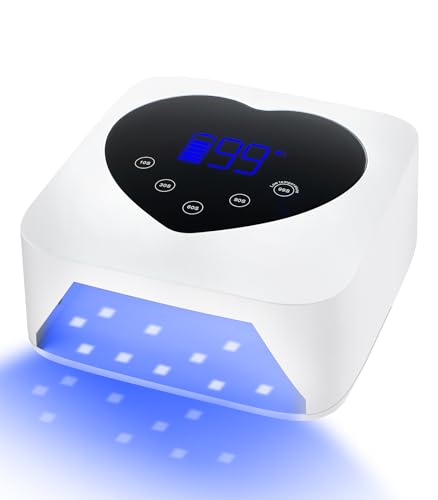 Image of UV Nail Lamp Cordless Rechargeable, HUGMAPLE 72W UV Light for Gel Nails | 5 Timer Setting, Touch Control & Auto Sensor, Professional Nail Dryer for Salon & Home,White