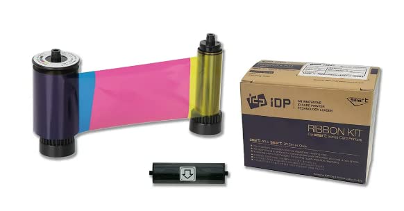 IDP 659366 Color Ribbon YMCKO - 250 Prints for Smart-31, Smart-51D, Smart-51L and Smart-51S Printers with 500 ID Zone Premium White Blank Plastic CR80 30 Mil PVC Cards