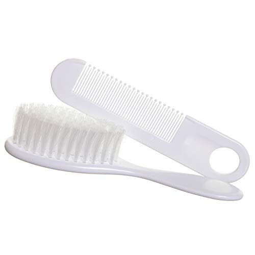 Dreambaby Brush and Comb Set Ultra Soft Brush bristles for Newborns and Toddlers 2 Pack White