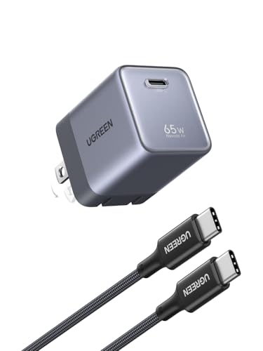 UGREEN Nexode Air 65W USB C Charger Foldable Mini Charger Block Fast Charging with USB C Cable GaN Charger for MacBook Air/Neo/Pro iPhone 17 16 Galaxy S26/S25 iPad Grey