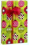 Whimsical RED & GREEN RETRO ORNAMENTS Christmas Holiday Gift Wrap Paper - 16 Foot Roll by Premium Quality Gift Wrap Paper