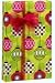 Whimsical RED & GREEN RETRO ORNAMENTS Christmas Holiday Gift Wrap Paper - 16 Foot Roll
