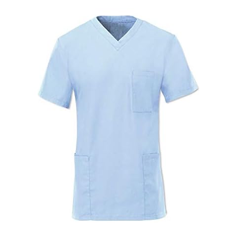 EHD Unisex Scrubs for Medical Health Professionals Clinics Doctors Vets Hospital and Surgeical Operating Staff Tops (Large, Sky Blue) Cover