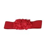 Froiny Cinturones De Estiramiento De Flores, Cintura Elástica Vintage Retro Cincha para Pantalones Vestidos Mujeres Mujeres Chicas Rojas