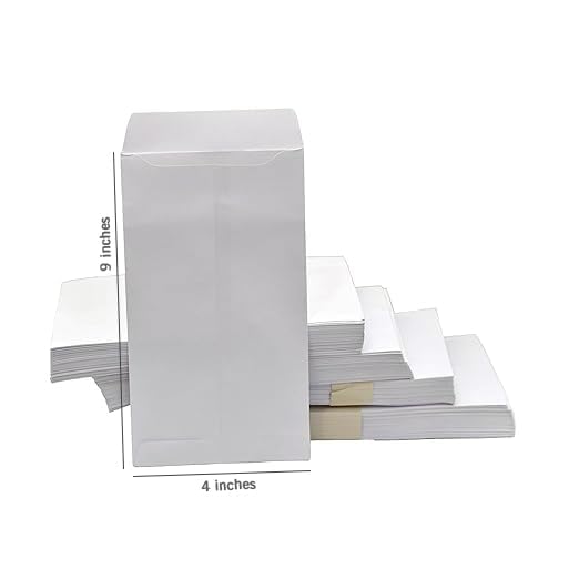 Image of Pack of 250 | Super White Cheque Size, Paper envelope, Thickness - 100 gsm, Size 9 inch X 4 inch inch (22.8 x 10 cm), 250 Pcs.