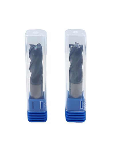Image of 1 /2'' Carbide Square End Mill, 4 Flute, AlTiN Coating, End Mill Bits for Alloy Steels and Hardened Steels, HRC 45 Deg, CNC Router Bit -2pcs
