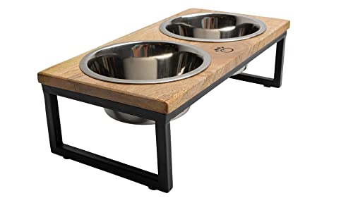 Brave Bark Wood & Metal Feeder - Premium Mango Wood Feeder With Metal Stand, 2 Stainless Steel Bowls For Food Or Water Included, Perfect For Dogs, Cats And Pets Of Any Size, For Home Or Office (Small) #TOP24