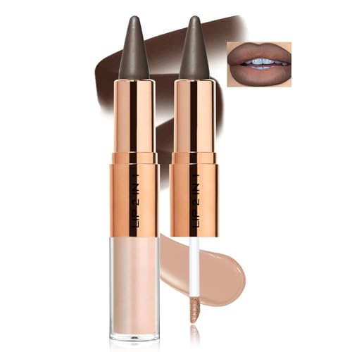 Noerrors 2 in 1 Gradient Lip Liner and Matte Lip Gloss Combo,Cocoa Nude,Achieve Flawless Contour and Gradual Ombre Effect with Easy to Use Crayon Tip,Smudgeproof,Waterproof,Highly Pigmented for Women