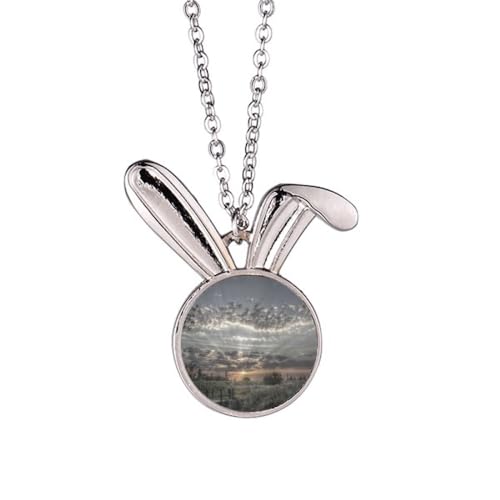 Collier lapin gris foncé et blanc - Pendentif animalier en émail pour femme et fille