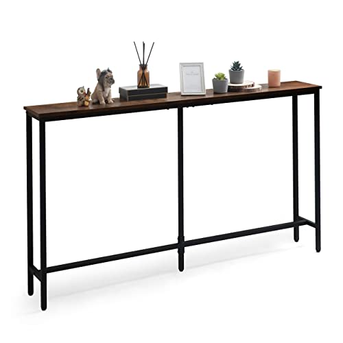 CAPHAUS 47” Narrow Long Console Table for Entryway, Classic Design Sofa Table Narrow Long for Living Room, Skinny Sofa Table, Entrance Table for Hallway, Plant Table, Décor Table, Rustic Oak
