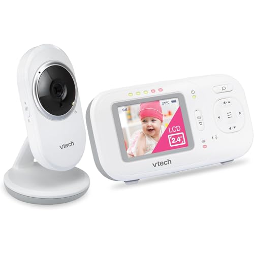 VTech Baby Monitor con Display 2,4', Visione Notturna, Comunicazione Bidirezionale, Sensore di Temperatura, Indicatore Sonoro, Raggio Fino a 300m, Suoni Rilassanti e Ninne Nanne, Senza Wi-Fi: VM320