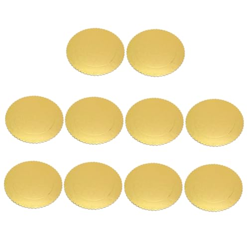 Alipis 10 Pcs Sturdy Golden Cake Boards Dessert Board for Birthday Events Round Base Trays for Cakes Safe Material for Easy Serving and Transport