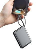 Eazpower Powerbank 45W Schnellladefunktion 20,000mAh mit USB-C Kabel integriert, Externe Handyakkus Leicht Klein Aber Stark für iPhone 17/16 /15 Pro, Samsung S25 Ultra, Xiaomi - Raummetallsilber