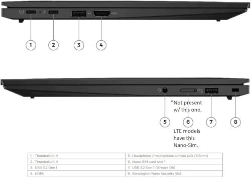 Image of Lenovo Gen 11 ThinkPad X1 Carbon Laptop with Intel Intel Core i7-1365U vPro Processor, 14 inch WUXGA 100% sRGB 400 nits Touchscreen, 32 GB LPDDR5 1 TB SSD, Fingerprint, Backlit KB, Windows 11 Pro