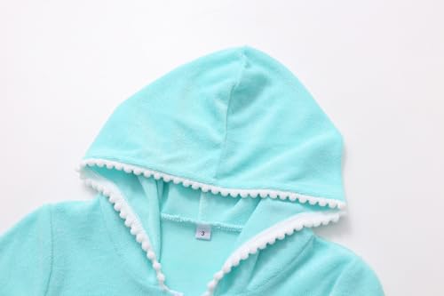 Image of Girls Swim Cover Up Kids Long Sleeve Swimsuit Coverup Terry Beach Pool Clothes with Sunglasses