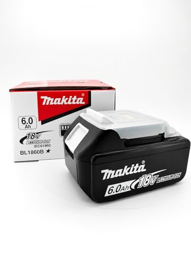 18V 6.0Ah Akku kompatibel mit Makita LXT BL1860B Li-Ion Ersatzakku mit LED Anzeige