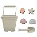 Mamimami Home Sand Spielzeug Set für Kleinkinder Jungen Mädchen Sand Eimer Rake Schaufel Seestern Meerjungfrau Weich Silikon Sandspielzeug Outdoor-Spielzeug 6-in-1 Beige