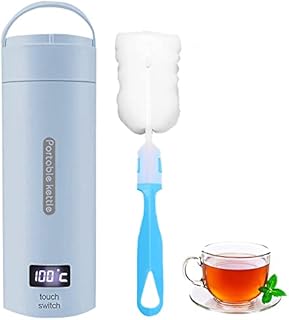 Travel Portable Electric Kettle with LCD Display, Mini Temperature Control Electric Kettle 4-stage Temperature Adjustment, Automatic Shut-Off Electric Heating Cup for Car Camping Tea Coffee (Blue)