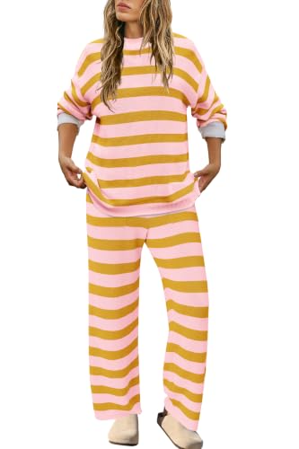 Image of SENSERISE Womens Striped Set Sweater Lounge Sets