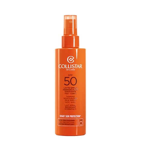 Collistar Feuchtigkeitsspendendes Bräunungsspray, LSF 50, Sonnenschutz für Gesicht und Körper, wasserfest, leichte Textur, schnelle Absorption, 200 ml