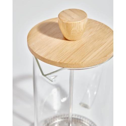Image of Glass French Press Coffee Maker-Heat-Resistant Borosilicate Glass with Eco-Friendly Bamboo Lid & Wood Knob - Manual Coffee & Tea Brewer with Measurement Markings & Stainless Filter