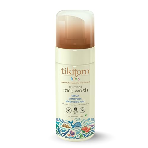 YMPIGOY Tikitoro Refreshing face wash for kids, 100% Vegan with Saffron, Watermelon and Marshmallow Root. Cleanses, Purifies & Moisturises Skin. No Parabens & Sulphates (100 ml)