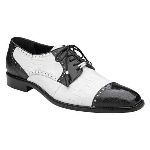 Image of Belvedere Black /White Ostrich Leather Batta Dress Shoe 11