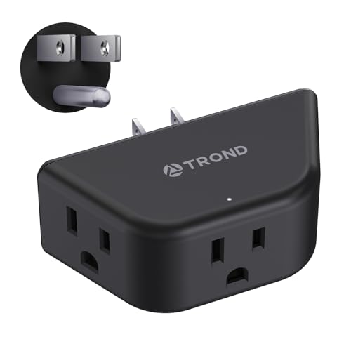 TROND Outlet Extender - 3 Prong Grounded Plug Extension Outlet 3 Way Angled Wall Plug Splitter Cruise Ship Essentials Multiple Expander with 3 Electrical Sockets for Bathroom Kitchen Black