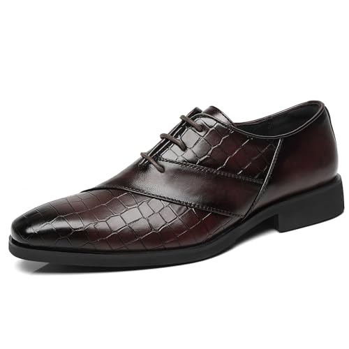 SANNAX Zapatos Oxford de Punta Lisa para Hombre Zapatos de Vestir Derby Formales de Negocios