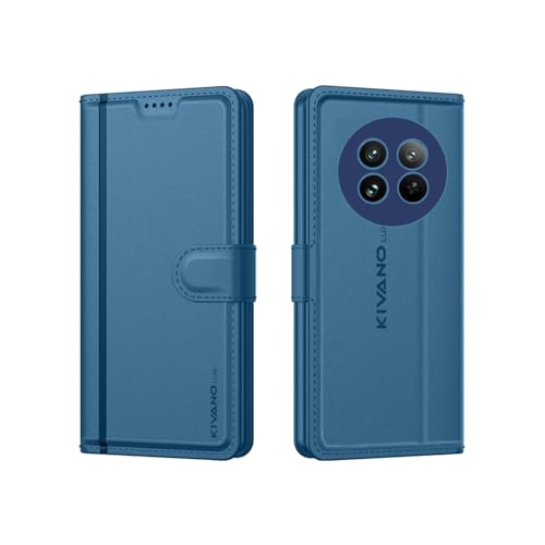 Image of KIVANO LUXE Compatible for Poco M7 5G / Redmi 14C 5G / Redmi A4 5G / Poco C75 5G Luxury Handmade Leather Magnetic Flip Folio Case | Card Holder & Kickstand | Slim Protective Cover | Unisex - Blue