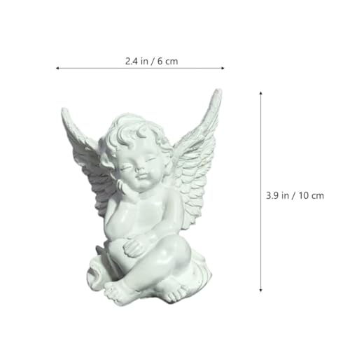 Image of Saugat Traders Angel Wings Statue for Home Decor - White Polyresin with Marble Finish Showpiece Decoration - Good Luck Gift