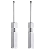 2 Pcs Tire Valve Stem Tool Kit, Valve Core and Stainless Steel Schrader Stem Removal Tools Car and Bike Valves Core Repair Kit Single Head Tire Stems Remover Installer Tools（Silver）
