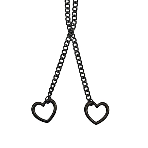Choker Kette Damen,Kette Edelstahl Damen Halsband,Herz Slip Kette Chain Necklace,Halskette Einstellbare,Heart Ketten,Y-Halskette Choker für Männer Frauen,Gothic Punk Kubanische Anhänger (Schwarz)