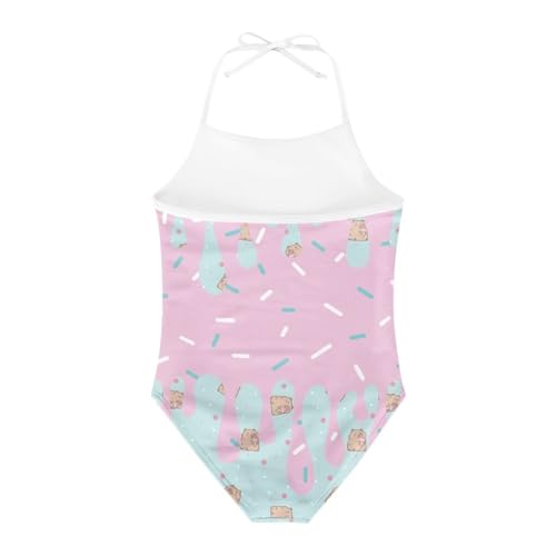 Image of Girls One Piece Swimsuit Summer Quick Dry Beach Sport Bathing Suit Halter Strap 1-10 Little Kids Toddler Swimwear