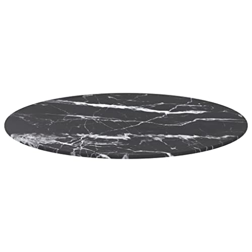 Mesa de comedor redonda con cristal templado efecto mármol de 60cm 4