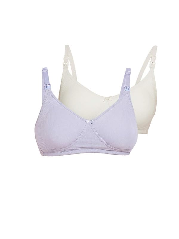 Image of Inner Sense Organic Cotton Bamboo Feeding Bra for Women Full Coverage I Non Padded Encircled Nursing Bra for Women with Side Support and Wirefree Design (Combo Pack)