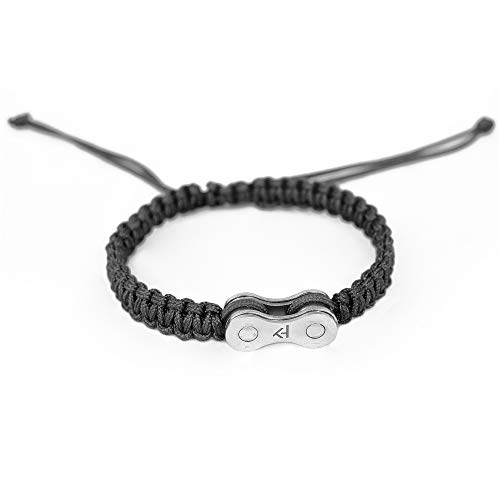 Karina Heredia Sport Bracelet Unisex Adjustable by KH Stylish, Team Cyclist Bracelet, Nylon with Bicycle Chain Link. Lightweight. Great for Cycling Enthusiasts and Professionals. (Light Gray Color)