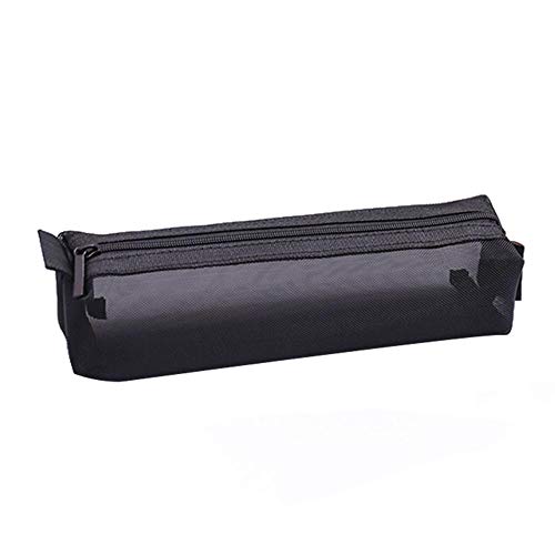 Preisvergleich Produktbild Artily Federmäppchen mit großer Kapazität, durchsichtiges Netzgewebe, Reißverschluss, einfache Nylon-Aufbewahrungstasche 20 * 5 * 5cm Schwarz