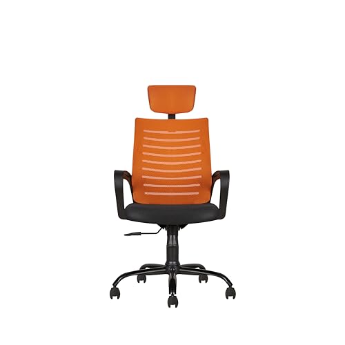 Image of CELLBELL Desire C104 Mesh High Back Ergonomic Office /Study Revolving /Computer Chair for Work from Home - Metal Base, Seat Height Adjustable, Orange