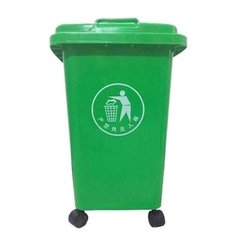 Cubo de basura verde de 30L con ruedas para exterior e interior 2